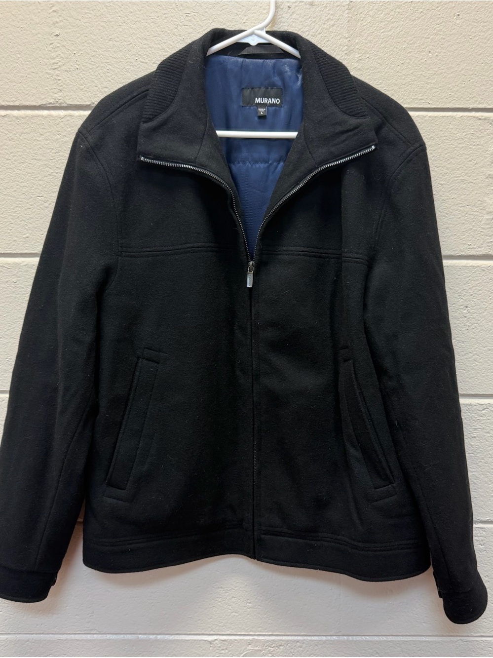 Murano Men’s Black Zip-Front‎ wool blend  Jacket